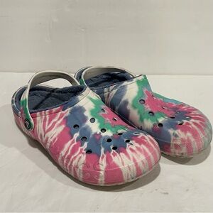 Crocs Unisex Classic Tie-Dye Lined Clogs Size Men 9 Women 11, Comfort, Casual